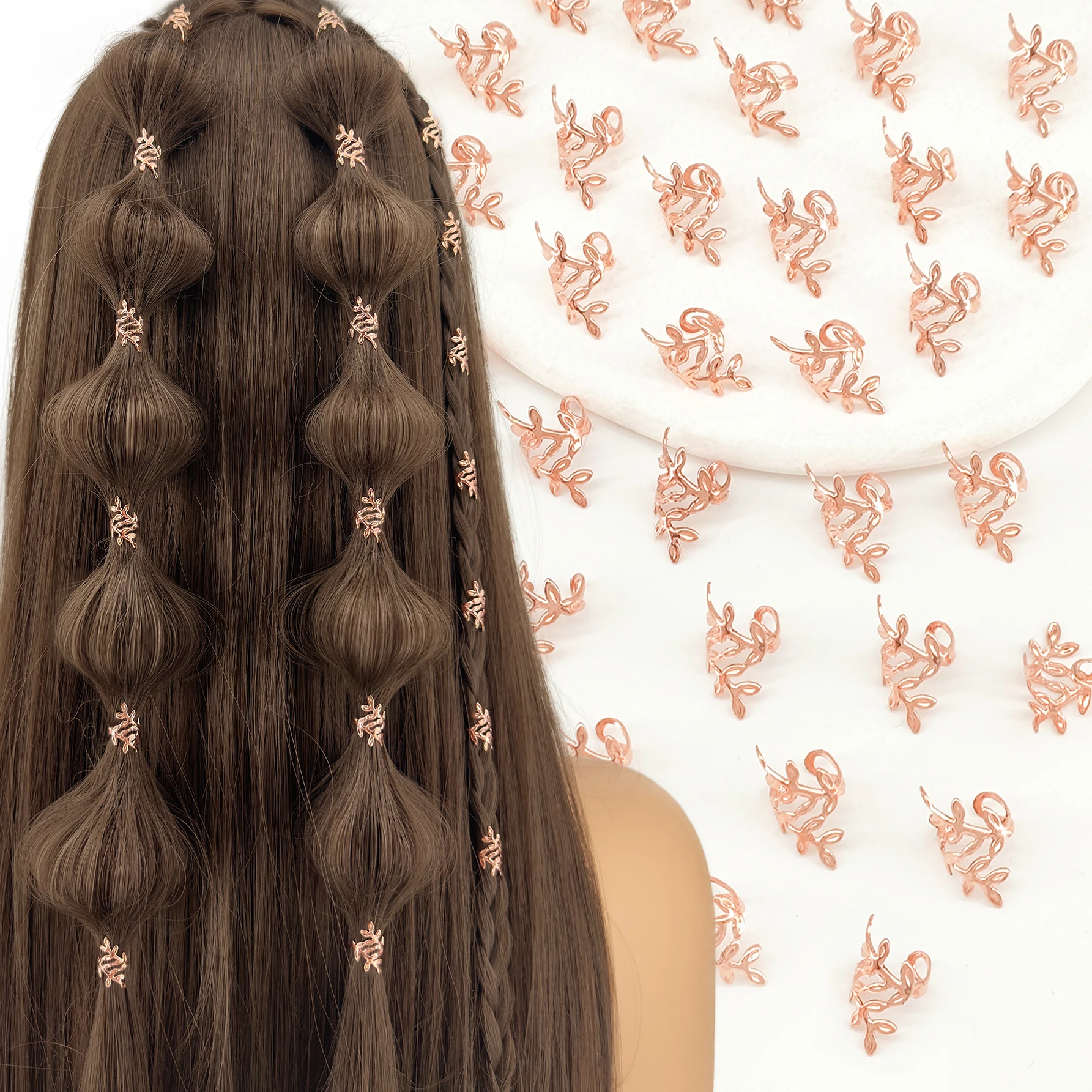 40個入り 葡萄の葉型 合金 ヘアブレイドリング ヴィンテー - Vintage Fashion Rings のレビューと価格