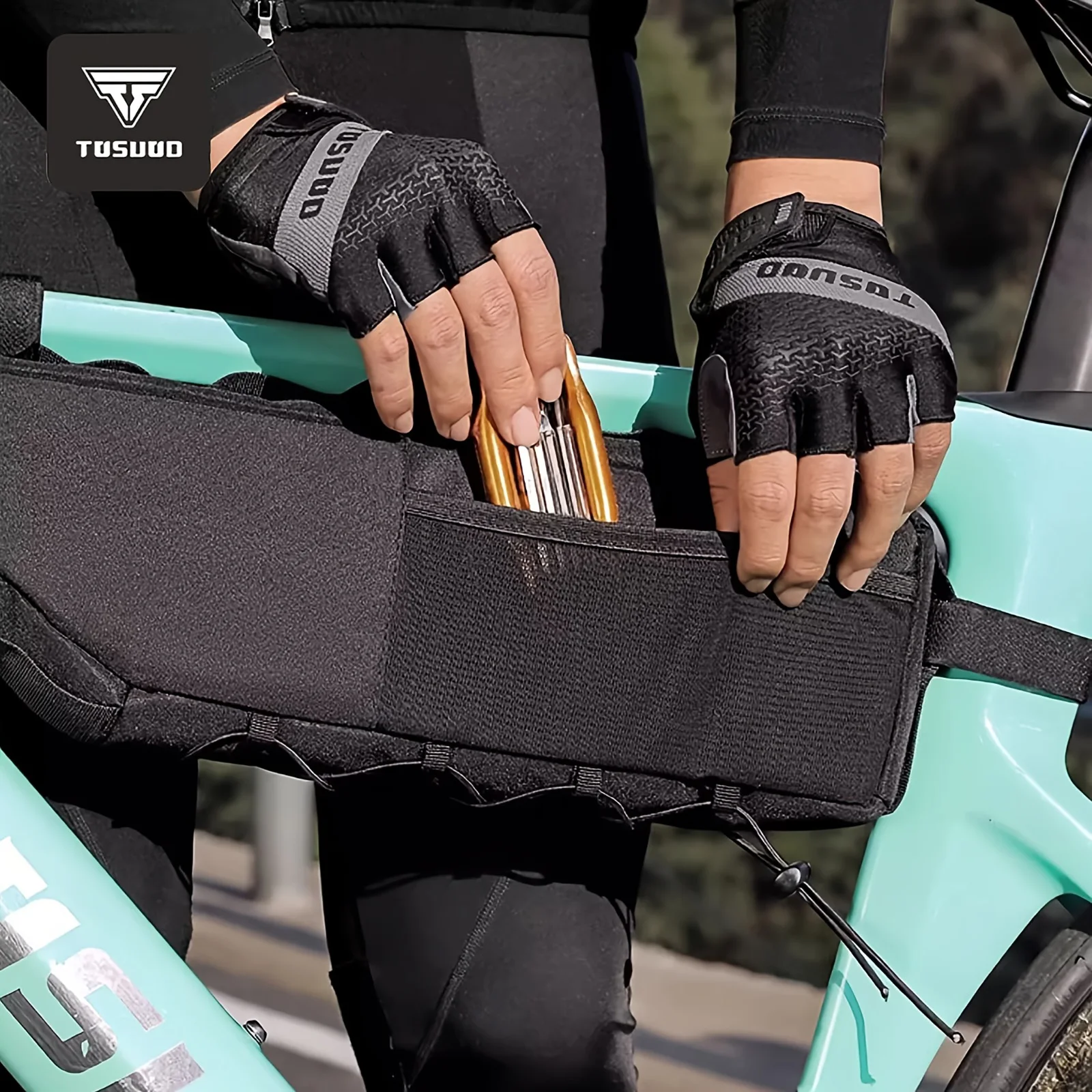 TOSUOD Wasserdichte Fahrrad-Down-Schlauchtasche, große Öffnung, praktische Fahrradtasche für Rennräder und Mountainbikes – Detail 5