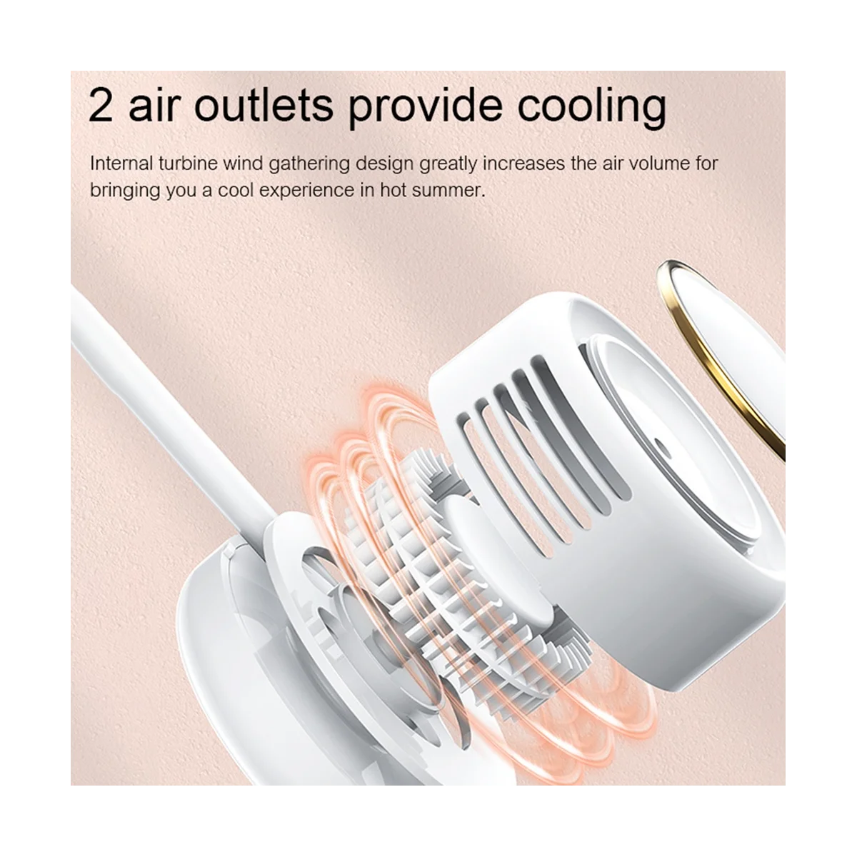 ミニネックファン,USB充電式,サイレント,アウトドア,換気,冷却用,白