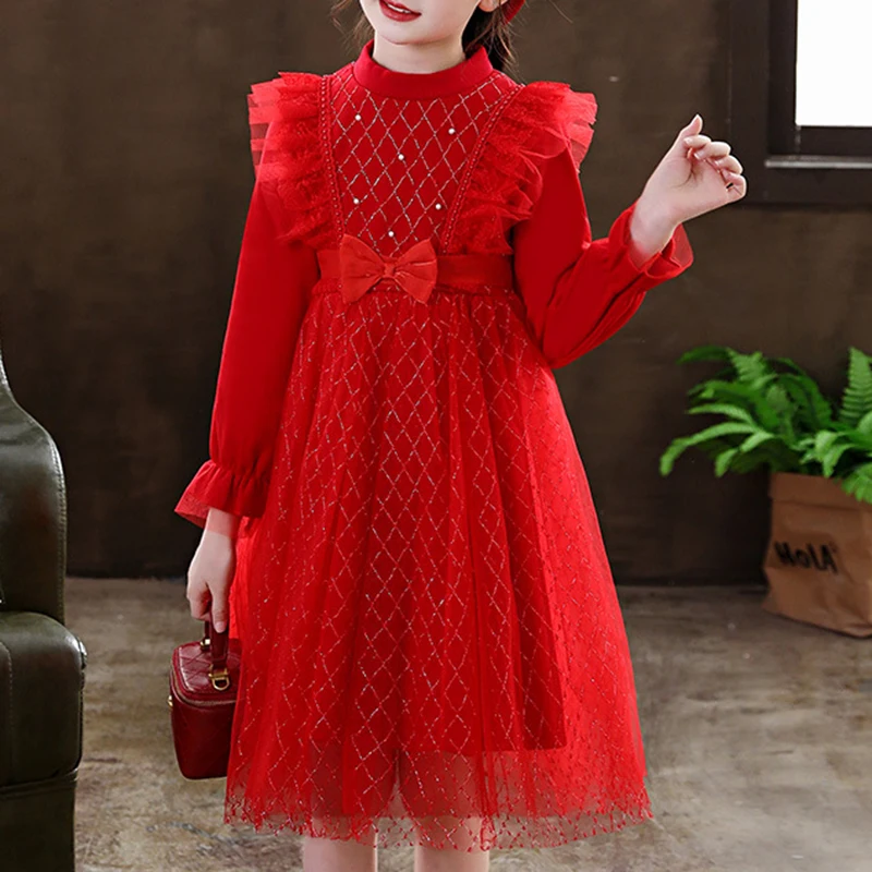 

Girls' French plaid dress for spring and autumn season, new children's retro and high-end princess dress for fashion show, same