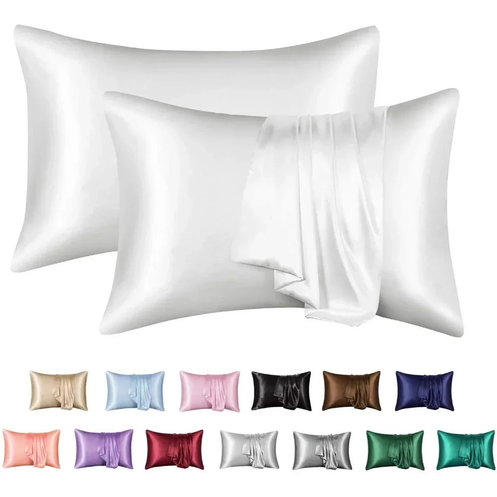 Set of 2/4pc Silky Stain Pillowcase Silky Pillowcase Natural Silk Pillowcase  Standard Queen Size Mulberry Silk Pillow Case