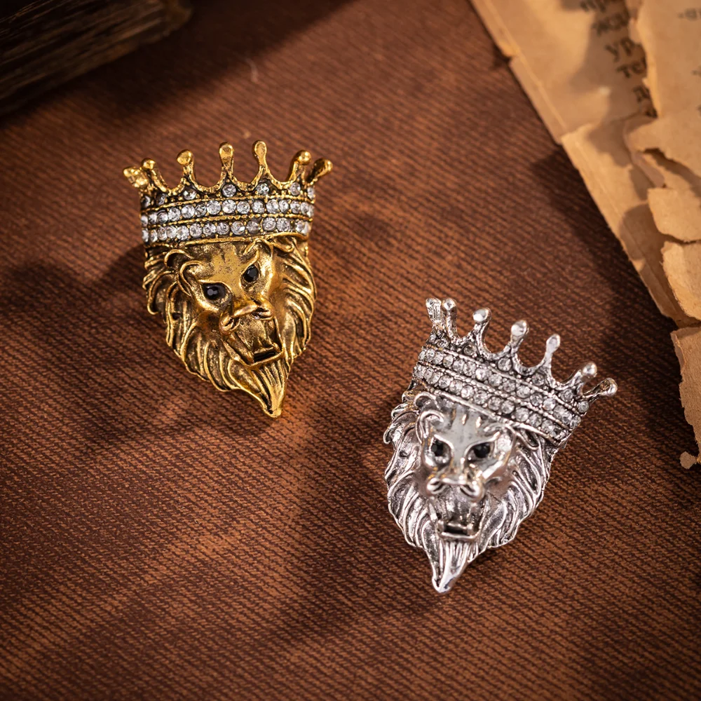 Broche Tête de Lion Féroce, Épingle de Revers Puissante pour Costume Homme, Décoration de Vêtement
