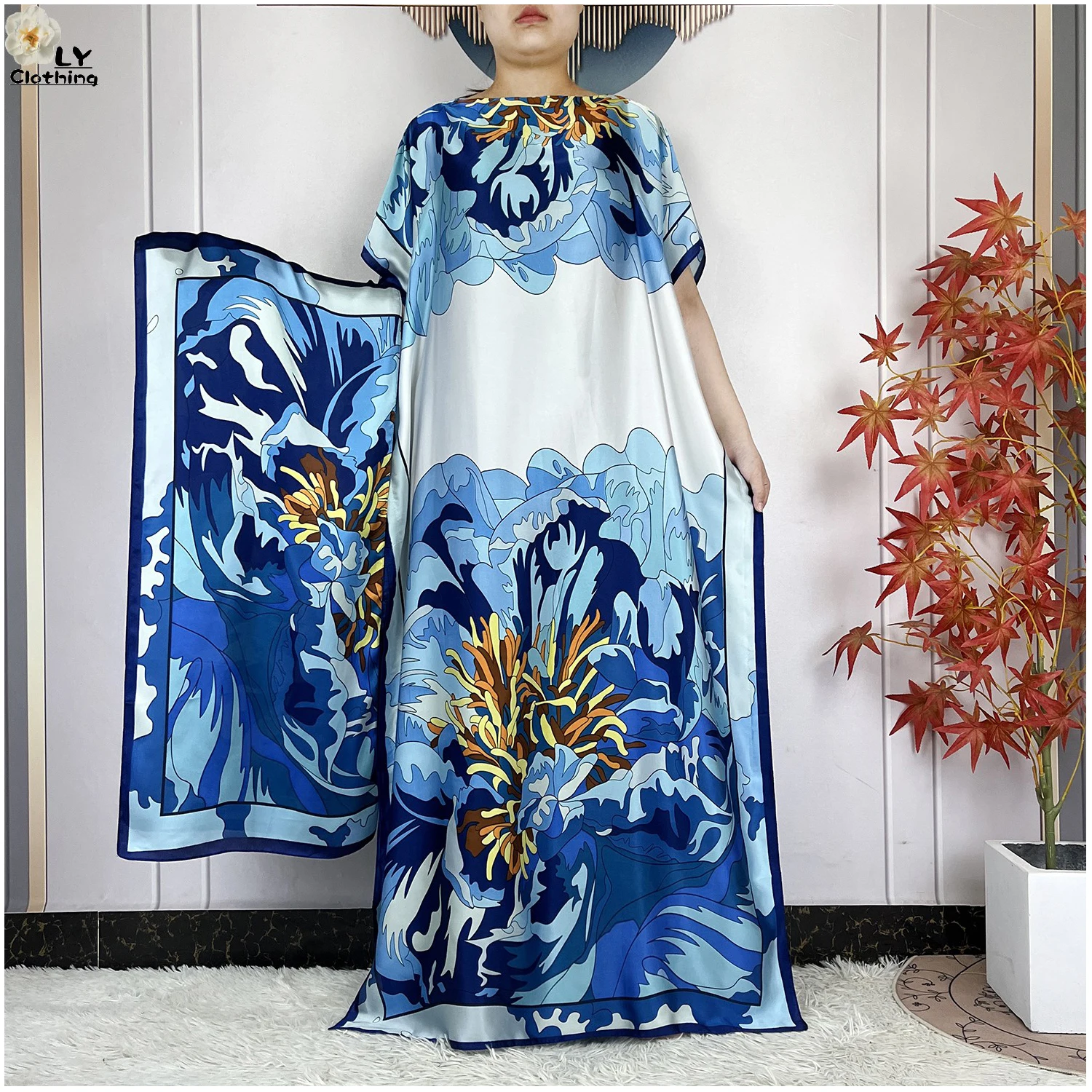 

Новое африканское Дашики модное платье-кафтан с принтом макси элегантное женское длинное платье с рукавами «летучая мышь» свободная шелковая женская одежда Абая