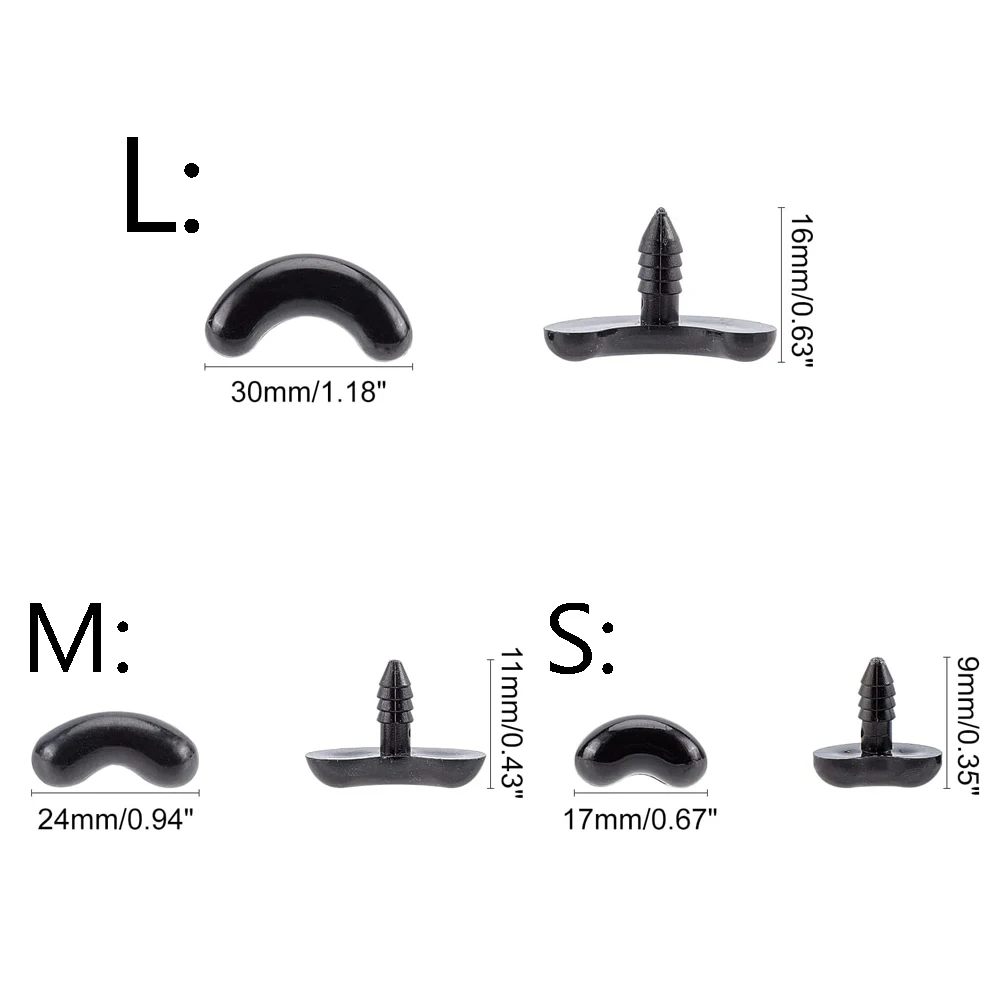 20/60pcs Black Plastic Safety Smile Eyes Crafts Bear Animal DIY Dolls Puppet Nose Accessories Stuffed Craft Safety Eyebrows Toy