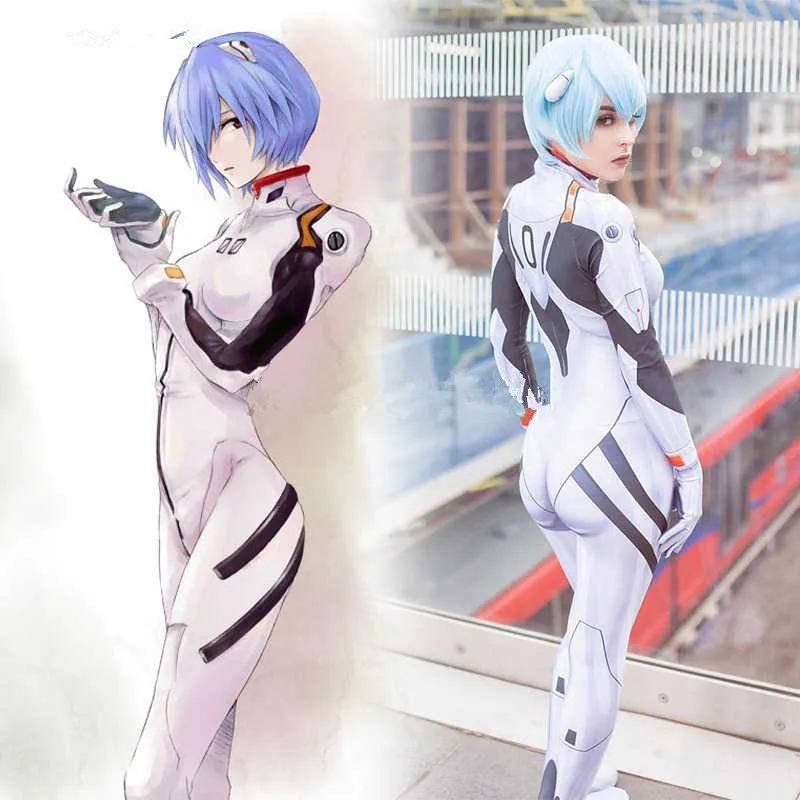 Disfraz de Halloween Ayanami Rei para adultos y niños, traje de superhéroe Zentai, traje de Cosplay