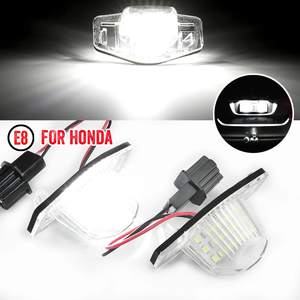 

2Pcs LED Car Number License Plate Light For Honda Crv Fit Odyssey Jazz Hrv Frv CR-V Stream 12V SMD 18 LED Number Lamp Error Free