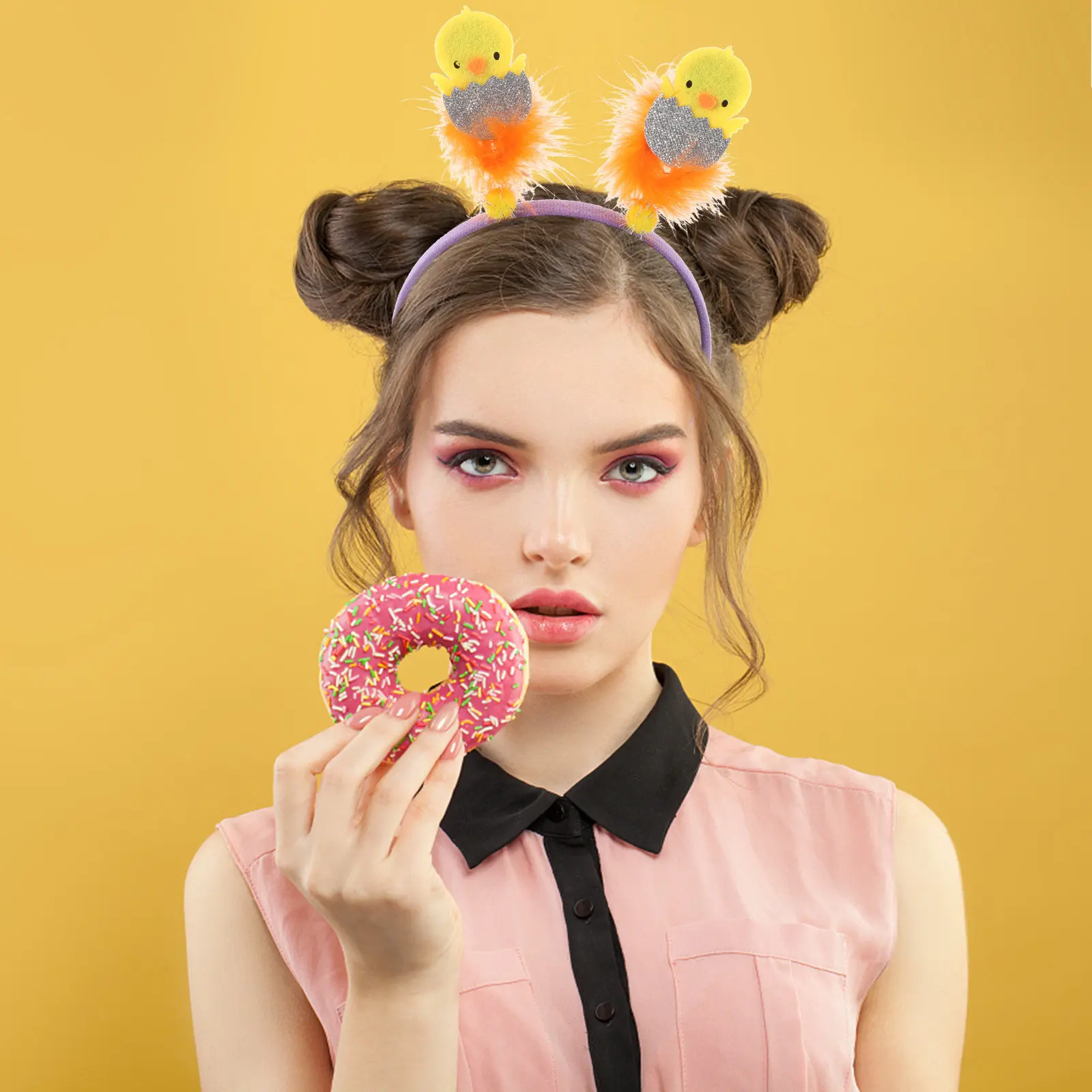 Easter Feathered Chick Headband Yellow Cute Chicken Hair Bopper for Adults Adjustable Comfortable Easter Party Costume