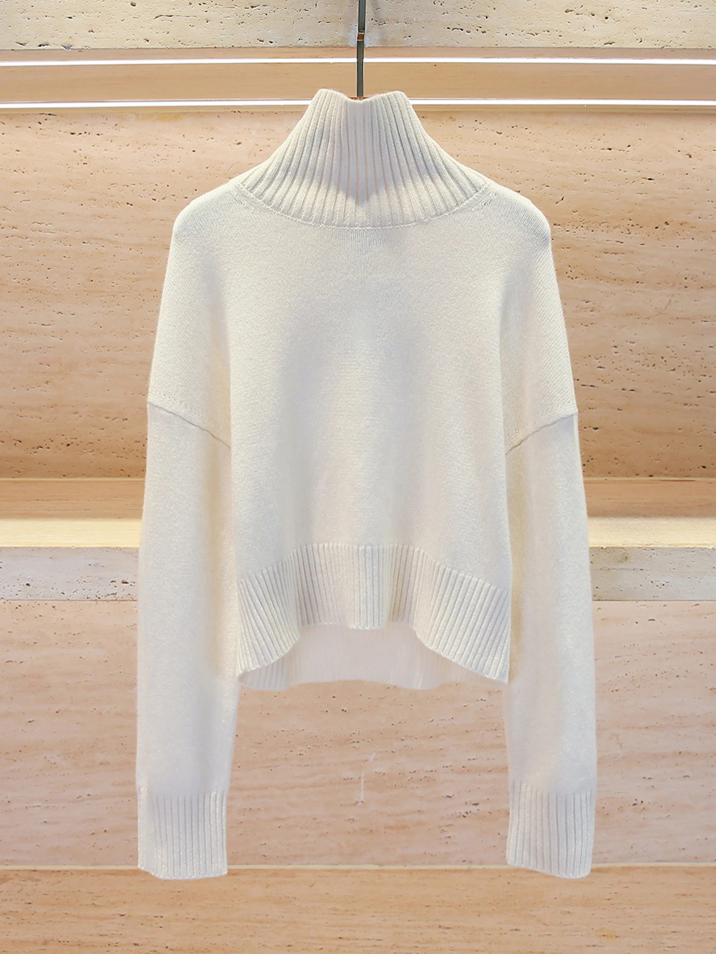 

M Home Nan You Высококачественный женский повседневный вязаный свитер с высоким воротником, универсальный удобный длинный трикотажный топ на осень...