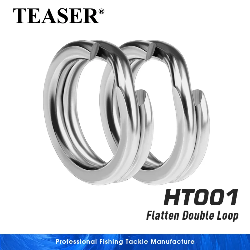 TEASER 25 STÜCK/BEUTEL HT001 Köder-Doppelring aus Edelstahl, abgeflachter Spaltring-Verbinder für Angelhaken, Köderzubehör
