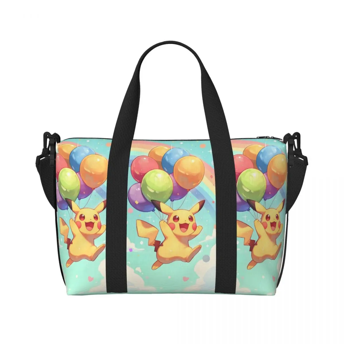 

Custom Large P-Pikachus Tote Bag for Women Cute Cartoon Shopping Shoulder Gym Beach Travel Bag