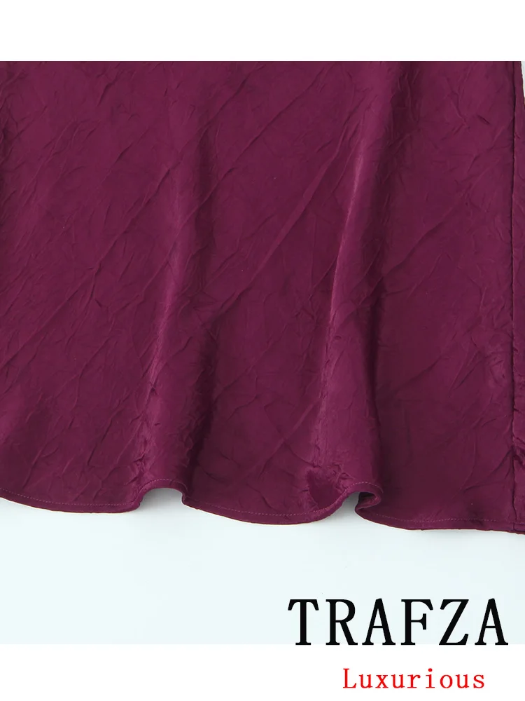 TRAFZA-Vestido largo recto sin mangas para mujer, prenda Sexy y elegante con escote en V, Espalda descubierta, a la moda, para fiesta y Club nocturno, 2024