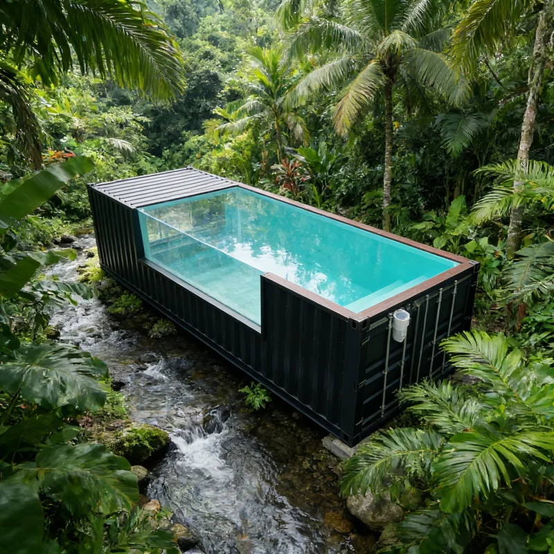 Shipping Container Pool Inground Pool Buried Shipping Box Pool Waterproof Durable Outdoor Resort Scenic Water Leisure Spot