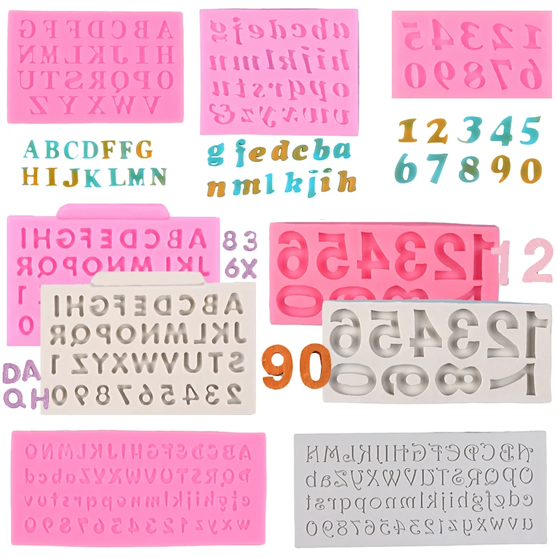Letter Number Silicone Mold 26 Alphabet 0-9 Number Chocolate Fondant Birthday Cake Decoration Candy Dessert Baking Mold