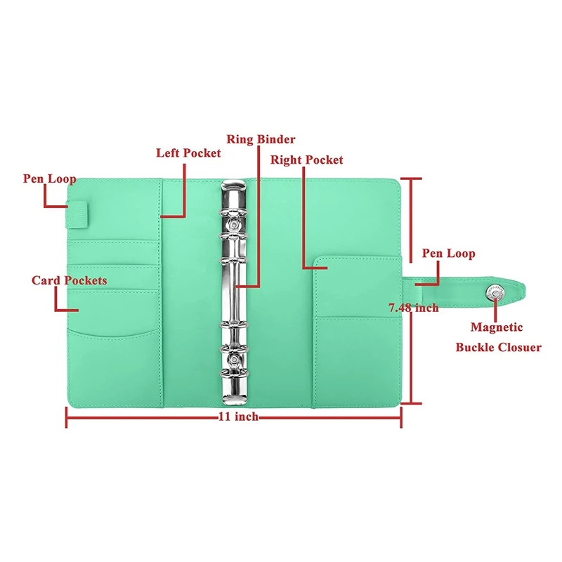 A6 PU 6-Ring Binder Budget Cover A6 Binder Pockets Expense Budget Sheets For Money Saving Cash Envelopes System