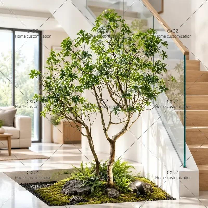 Artificial Green Plant Stair Decoration Bionic Fake Foliage Indoor Floor Landscape Simulation Potted Plants Home Decor