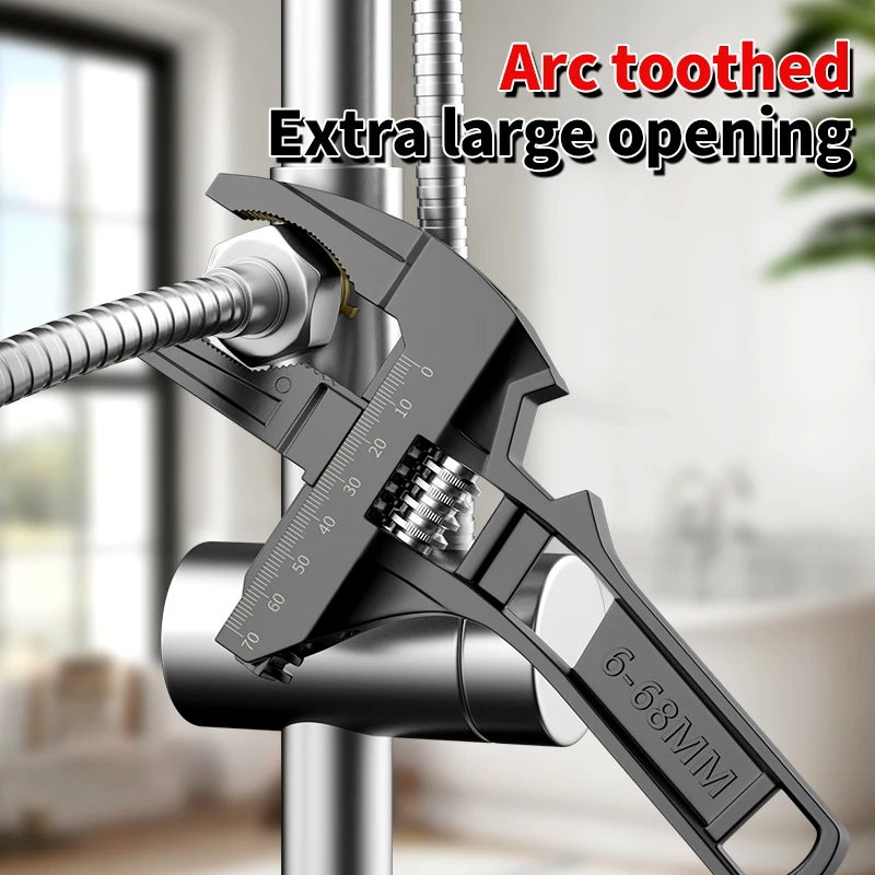 Dual-Use Aluminum Alloy Sink Wrench Adjustable Large Opening Universal Bathroom Faucet Wrench Plumbing Installation Repair Tool