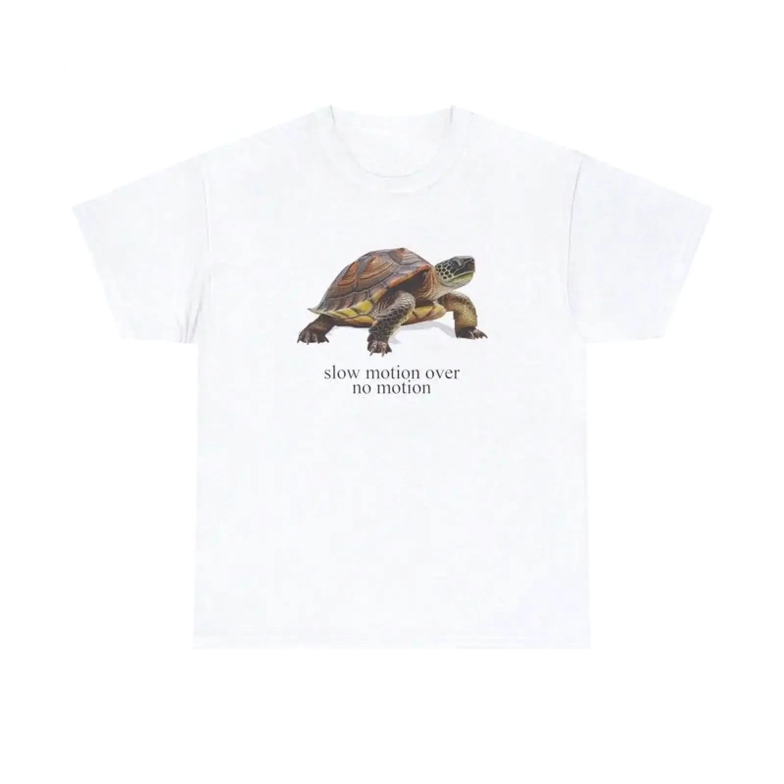 Slow Motion Turtle Printed T-shirt Casual Retro Tops with Vintage Graphic Design for Women Tees Summer Casual 2000s Y2k Clothes