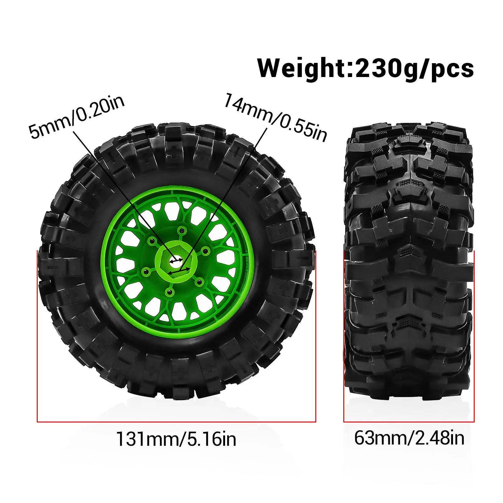 12mm 14mm 17mm Wheel Hex Rubber Tire for ARRMA 1/10 ARRMA BIGROCK Rustler Hoss RC Car Upgrade Parts Accessories