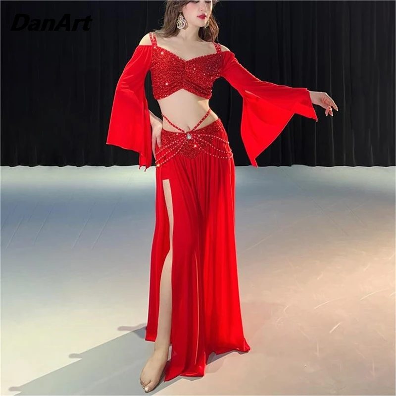 

Fashionable Belly Dance Stage Performance Costume Set Shining Women Dance Class Practice Clothes Training Clothing Hot Sales