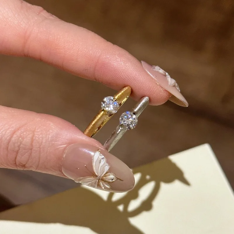 Light luxury new in silver 925 brushed planetary inlaid single diamond ring fashion and exquisite rings party jewelry gifts