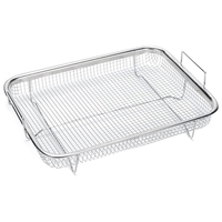 1Pcs Air Fryer Basket for Oven, Stainless Steel Grill Basket, Non-Stick Mesh Basket, Air Fryer Tray Wire Rack Basket