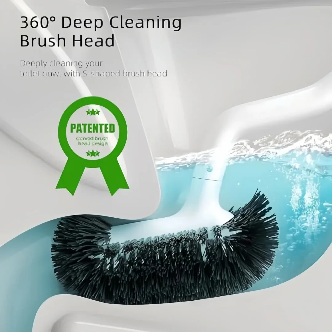 Long-Handled Bathroom Cleaning Brush with Curved Sturdy Bristles Deep-Clean Reach No-Dead-End Stain Removal Quick Assembly Venti