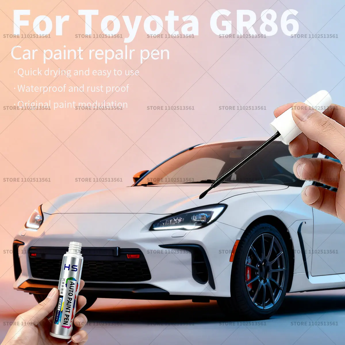 

Ручка для ремонта автомобильной краски Toyota GR86, средство для удаления царапин, сделай сам, автоаксессуары, оранжевый 4R8 серый кварц, черный, красный, белый 090