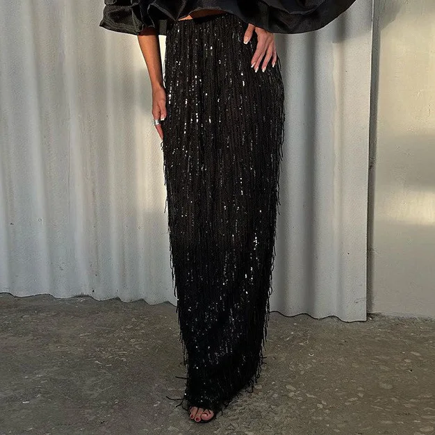 2025 جديد إمرأة أبيض الدانتيل حافة فقاعة كم أعلى الأسود حبة هامش تنورة أزياء مزاجه بدلة أنيقة