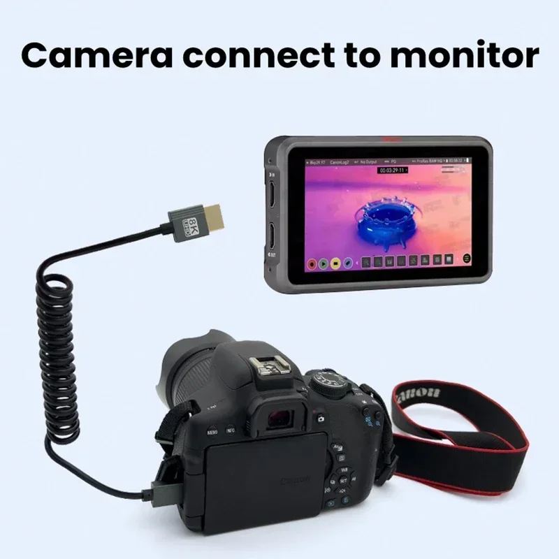 8K UHD كابل 2.1 معيار HD Mini-HD مايكرو HD تمتد الربيع الضفيرة سلك مرن للكمبيوتر هاتف لوحي كاميرا DV مراقب HDTV #3