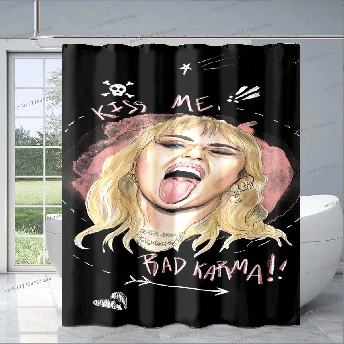 3D Miley Cyrus Shower Curtain Famous Pop Singer Collage Pattern Shower Curtain Adult Bathroom Decorative Shower Curtain