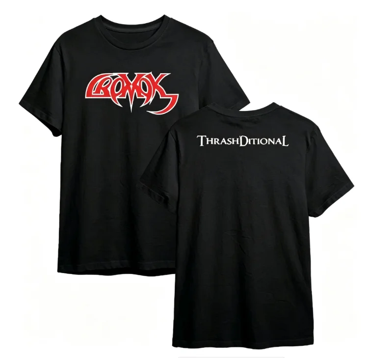 2026 new Black Crew Neck Tee, Heavy Metal Band Double Sided Graphic T-shirt, Unisex Rock Fan Short Sleeve Shirt