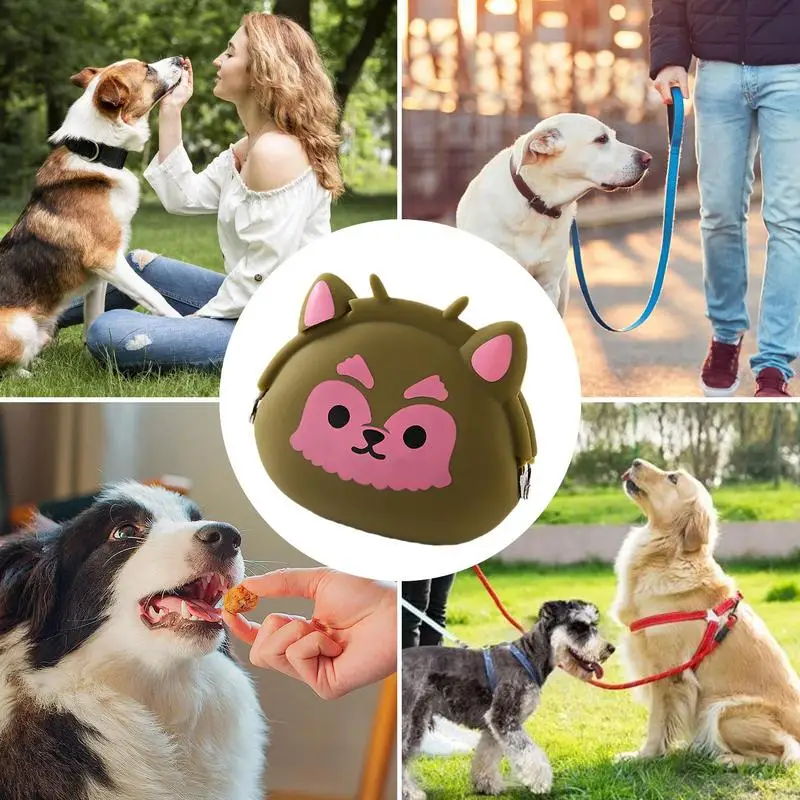 Dog Treat Bag Silicone Pet Feed Snack Reward Pocket Fanny Pack Waterproof Dog Food Dispenser for Pet Training Walking