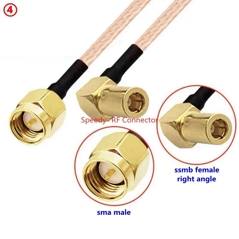 RG316 Coaxial Cable SSMB To SMA Male Female Connector RPSMA To SSMB Right Anlge Crimp for Extension Cable Low Loss Fast Delivery