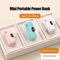 Mini Capsule Power Bank Portable Fast Charge Intelligent Digital Display Mobile Power Supply Android iPhone Dual Uses With Cable