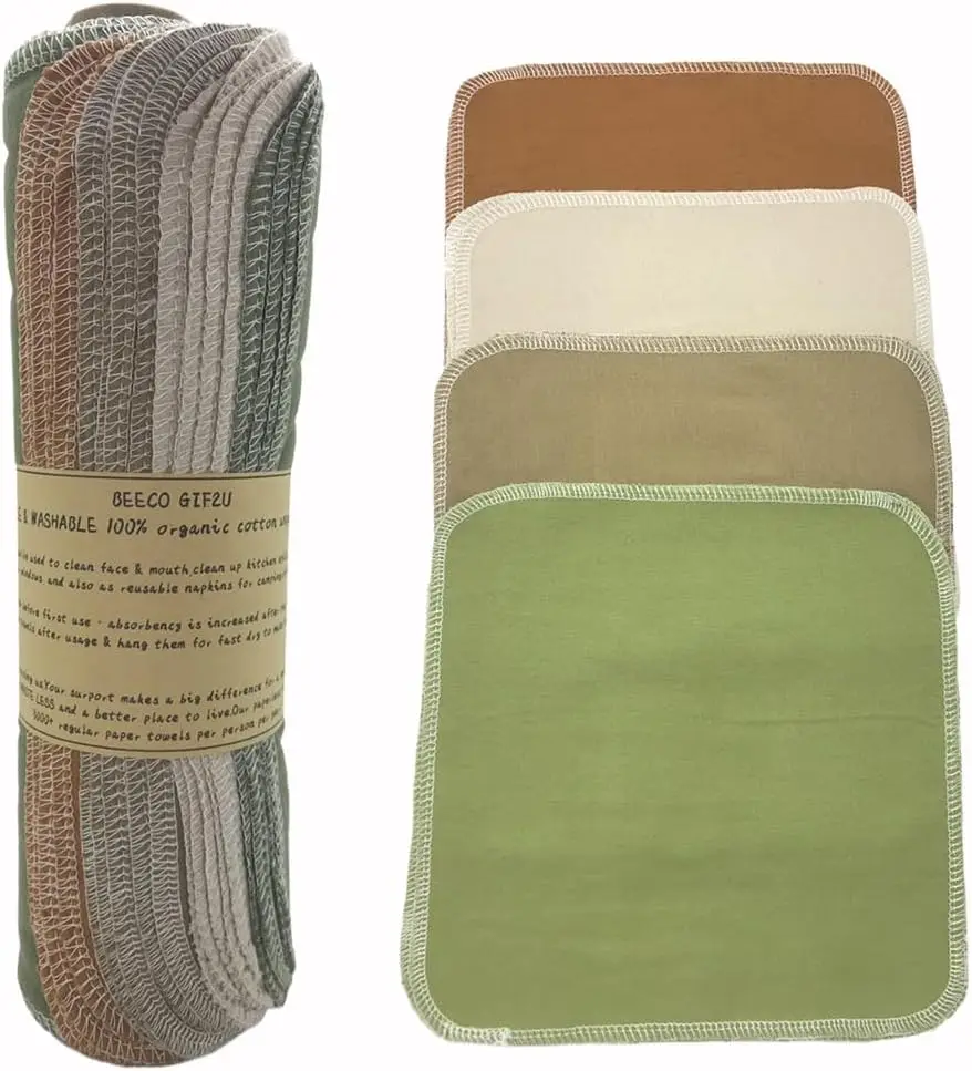 

Reusable Paper Towel Rolls 20 Pack, Washable Napkin Cloth Set, 4 Colors, 100% Cotton Super Soft Absorbent