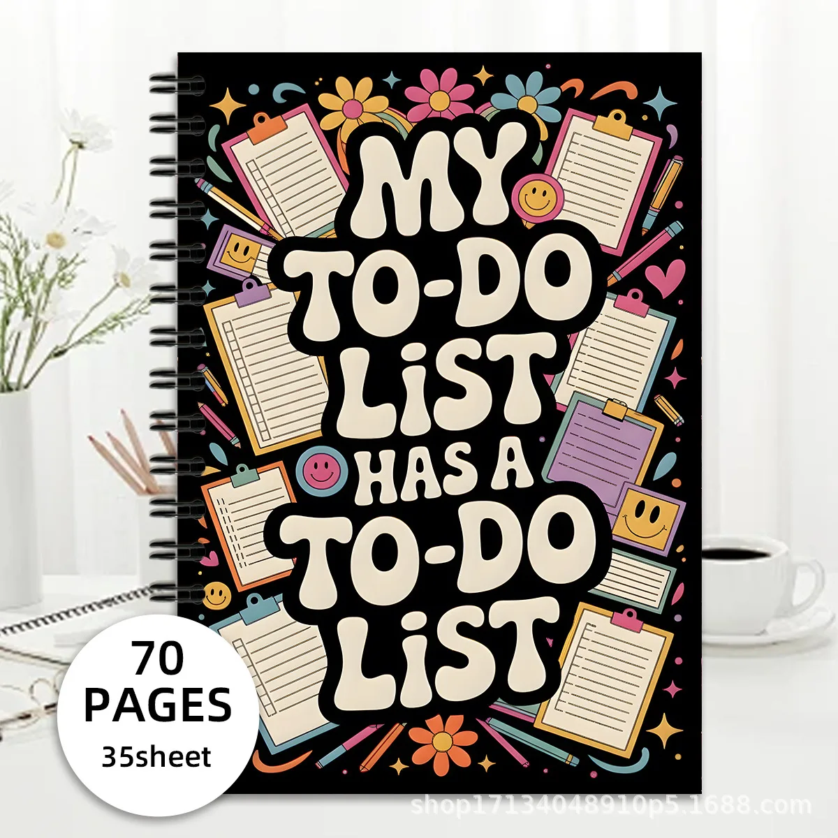 New Popular Cross-border A5 To-do List Spiral Journal Notebook for Writing & Coloring