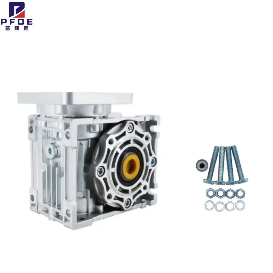 Caja de engranajes de tornillo sin fin NMRV040 para motor de eje óptico 5RK, brida de entrada 90x90, eje de 11 mm, chaveta de 4 mm. Reductor de velocidad de engranajes helicoidales de metal