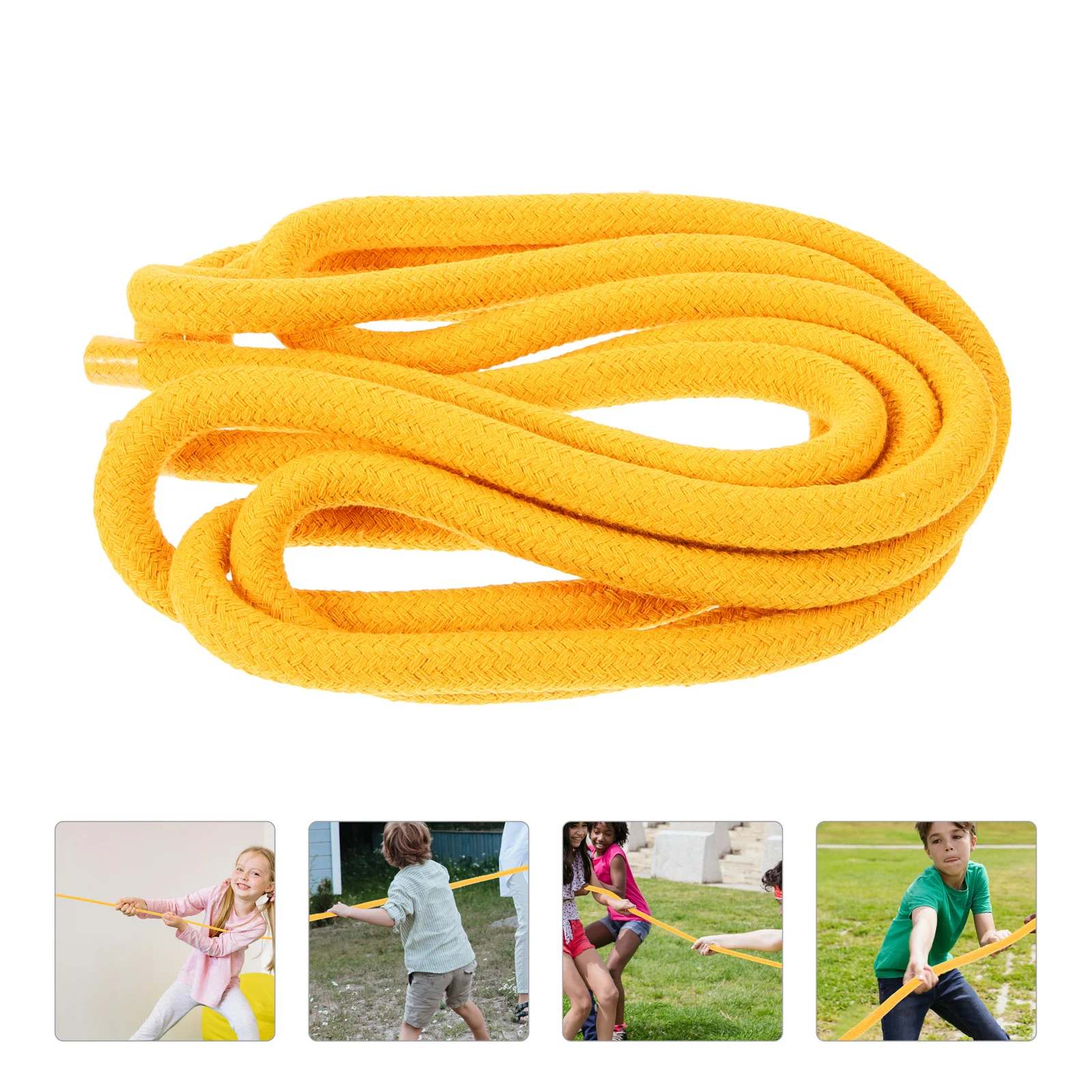 Gra w przeciąganie sznura z bawełny, żółta, zabawka na zewnątrz, akcesorium sportowe na imprezę, ręcznie robiony sznurek, sznur dekoracyjny