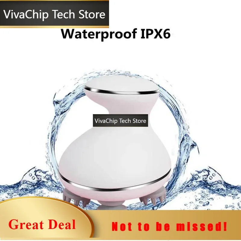 VivaCTNew Head Massager Household Electric Multifunctional Kneading Vibration Waterproof Charging Scalp Head Massager