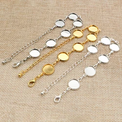 New High Quality 2pcs 12mm 3 Colors Plated Six 12mm Cameo Bangle Base Bracelet Blank Findings Setting Cabochon Cameo