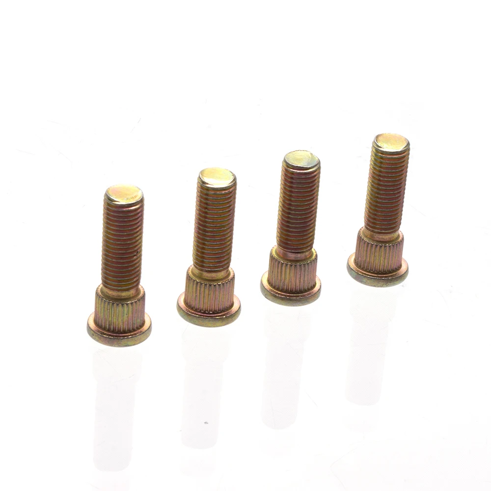

4Pc Platen Screws Tooth Knurled Rivet Crimp Rivets Spline Screw Wheel Hub Stud 10.9 Steel For ATV UTV Kart Quad Moto Bike Parts