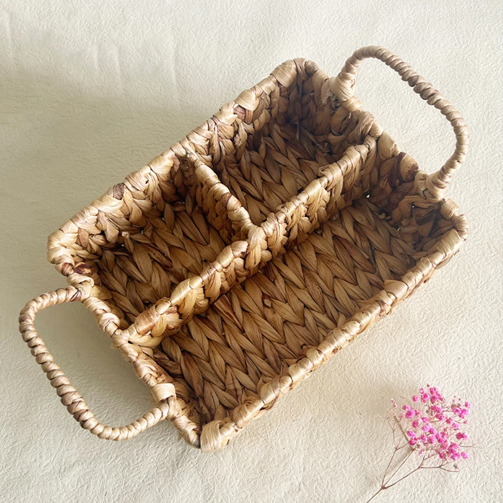 

Straw Storage Basket Woven Bread Desktop Picnics Decorative Sundries