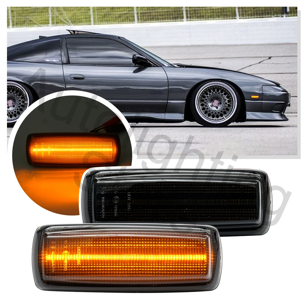 2PCS smoke design front bumper turn signal light side marker light For Nissan 180SX JDM Spec 1989-1998 indicator light