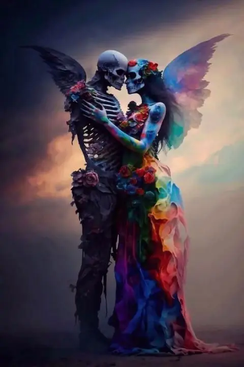 JMINE Div 5D Skull Wing Couple love loveer Full Diamond Painting cross stitch kits art portrait 3D paint by diamonds