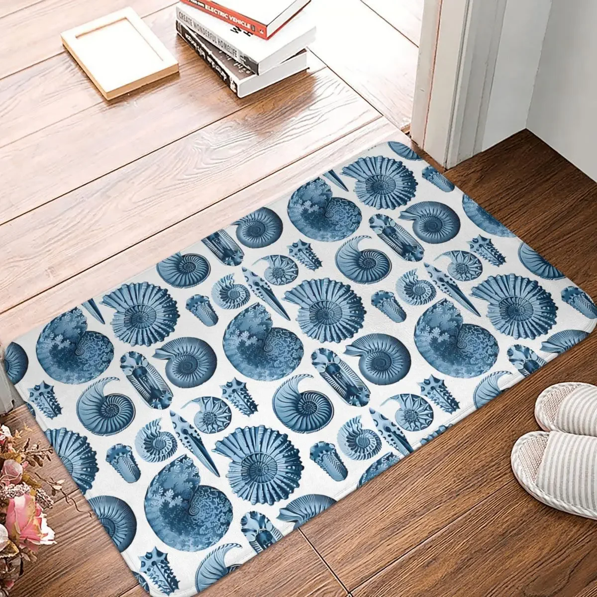 Non-Slip Carpet Ernst Haeckel Ammonite Blue Doormat Living Room Bathroom Mat Welcome Decor Rug