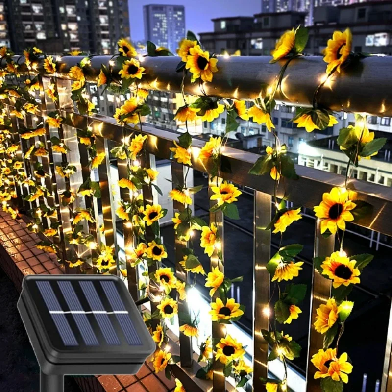 2/5/10M LED Festoon Artificial Leaf Plants Lights String Solar Power Outdoor Garden Pation Wedding Holiday Home Decoration Light