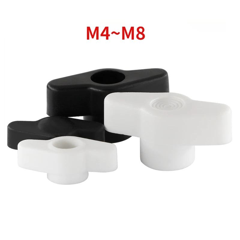 Black White 27-36#Head Diameter Plum Bakelite Hand Tighten Nuts / Butterfly Plastic Head Hand Knob Nut Through hole/Blind hole