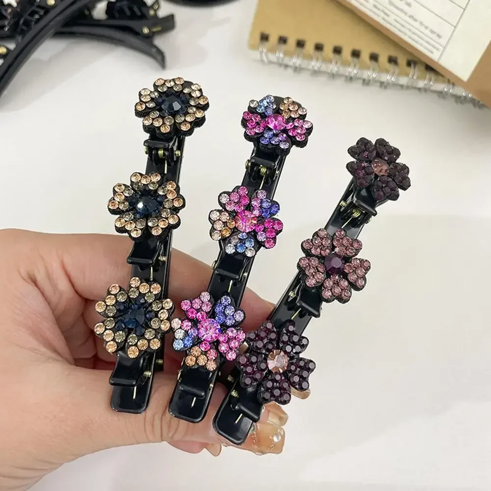 1/4Pcs Korean Style Acryli Crystal Flowers Hair Clips Braid Hairpins for Women Girl Clip Bangs Side Barrettes Hair Accessories