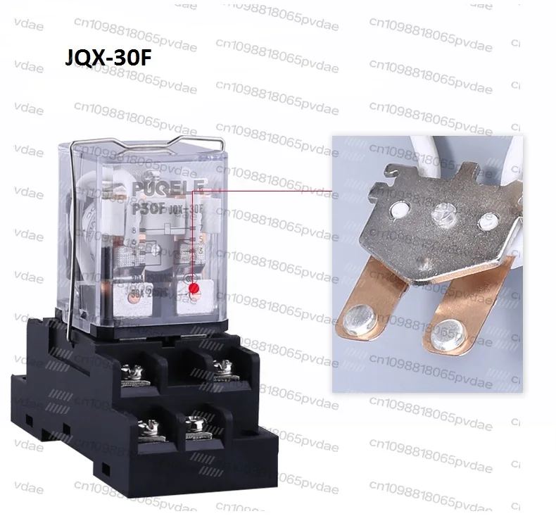 JQX-30F 30A High-power relay With Base 8 Pin DC12V DC24V AC110V AC220V 2NO 2NC Copper Coil Fire Resistance Shell Relay