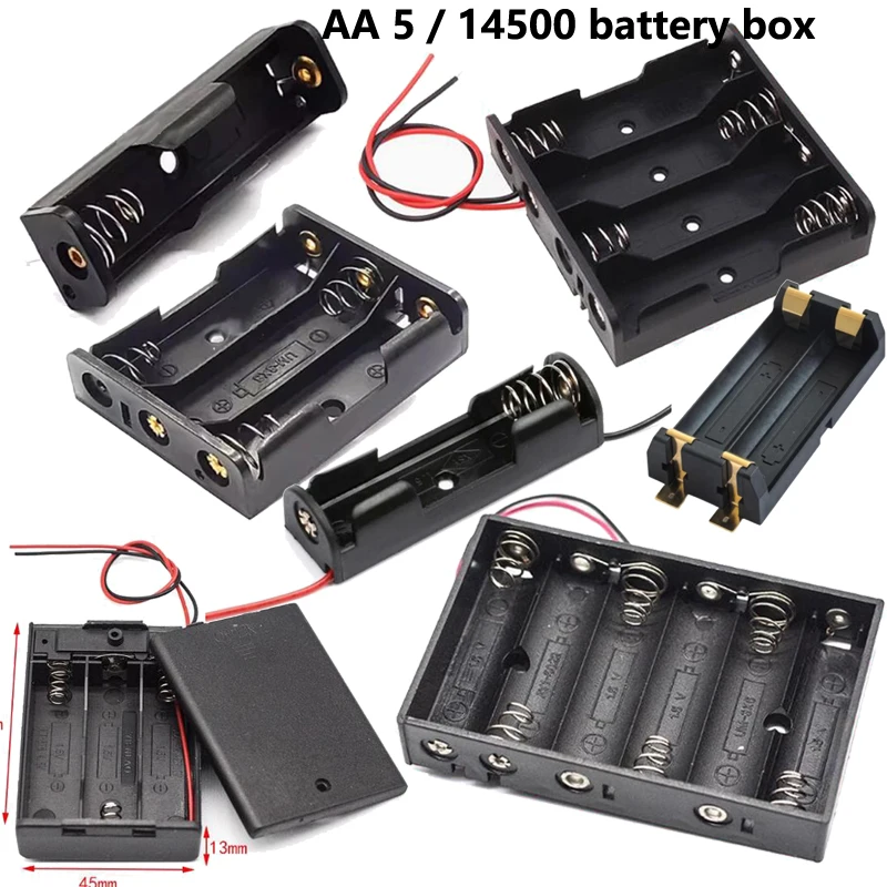 

Battery box AA/No.5 battery holder with cover 14500 battery compartment 1/2/3/4/6/8 welding-free series diy battery slot